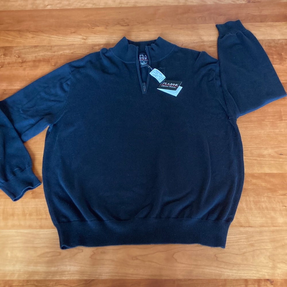 Jos A Bank Pima Cotton Quarter Zip Sweater in Black. Mens XL